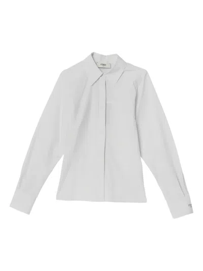 Fendi White Striped Cotton Shirt Women