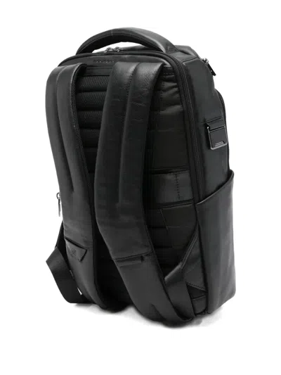 Piquadro Leather Backpack In Black