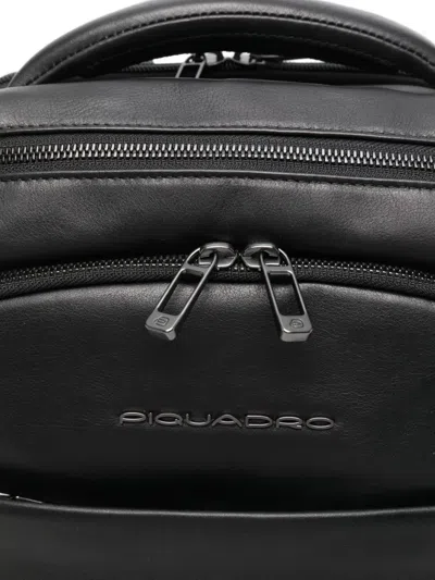 Piquadro Leather Backpack In Black