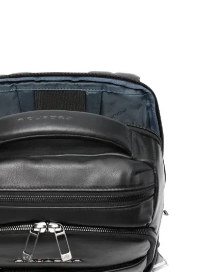 Piquadro Leather Backpack In Black