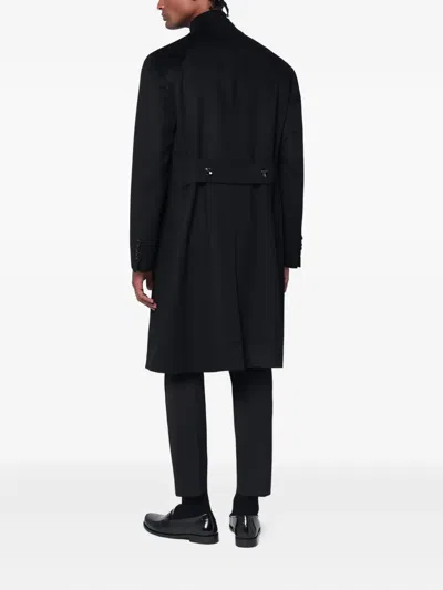 Tagliatore Wool Coat With Double-breasted Design And Belt In Black
