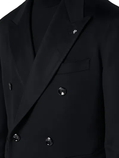 Tagliatore Wool Coat With Double-breasted Design And Belt In Black