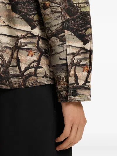 Hugo Boss Epoldo Long Sleeve Owl Print Button-front Shirt-jacket In Multi