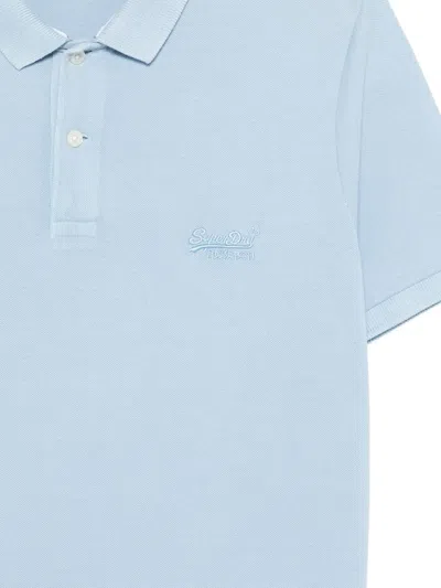 Superdry Logo-embroidered Polo Shirt In Blue