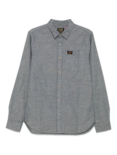 Superdry Chest-pocket Shirt In Gray