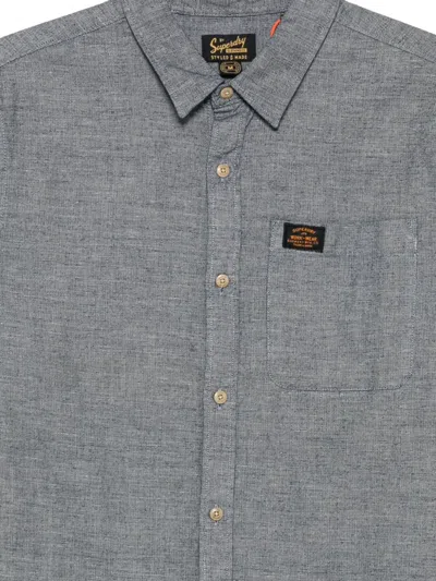 Superdry Chest-pocket Shirt In Gray