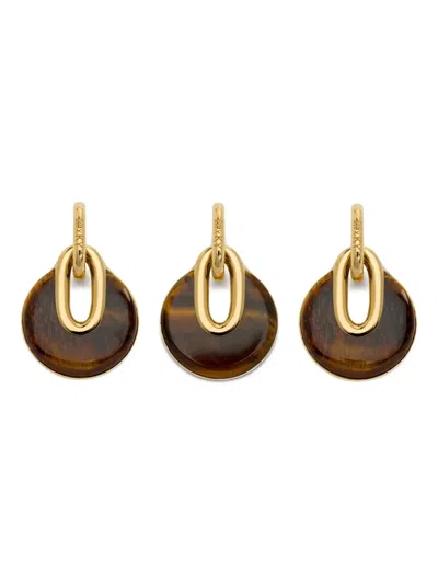 Monica Vinader Tiger-eye Gold-vermeil Pendant In Brown