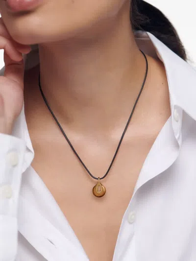 Monica Vinader Tiger-eye Gold-vermeil Pendant In Brown