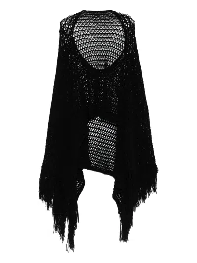 Pre-owned Gianfranco Ferre 1990s Fringed Scarf In Black