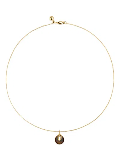 Monica Vinader 18k Gold Vermeil Tiger Eye Necklace In Gold