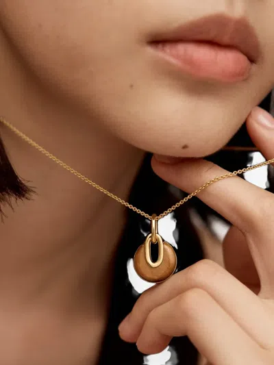 Monica Vinader 18k Gold Vermeil Tiger Eye Necklace In Gold