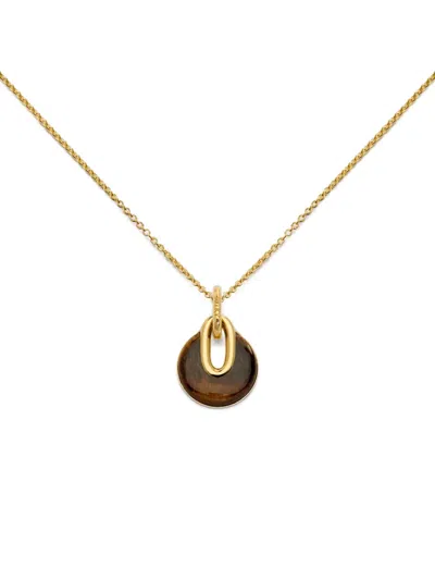 Monica Vinader 18k Gold Vermeil Tiger Eye Necklace In Gold