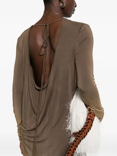 Uma Wang Long-sleeved Maxi Dress In Brown