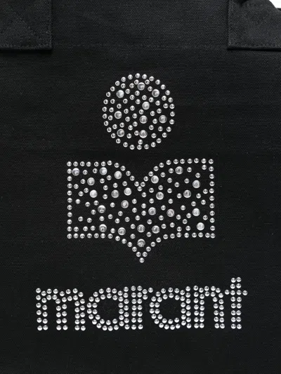 Isabel Marant Small Yenky Festive Studded Logo Canvas Tote In Black