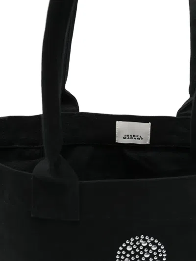 Isabel Marant Small Yenky Festive Studded Logo Canvas Tote In Black