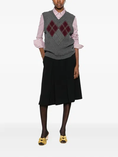 N°21 Stud-embellished Argyle-knit Vest In Gray