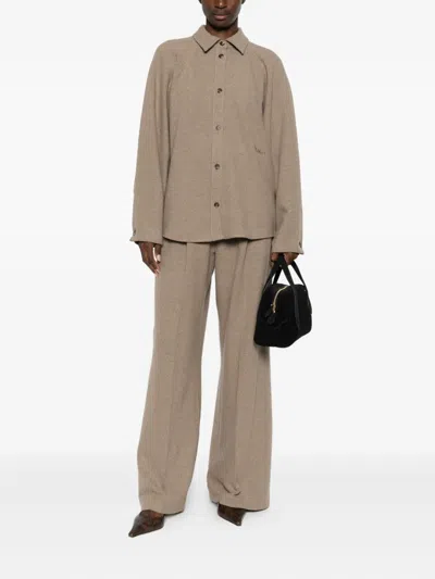 Max Mara Cashmere Flannel Trousers In Brown