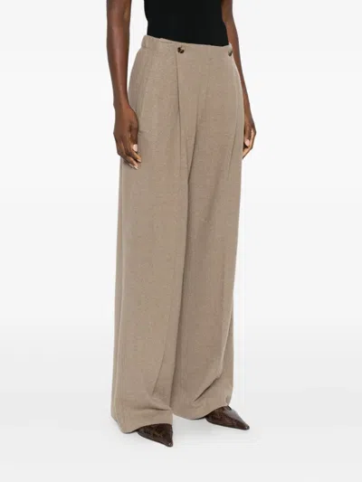 Max Mara Cashmere Flannel Trousers In Brown