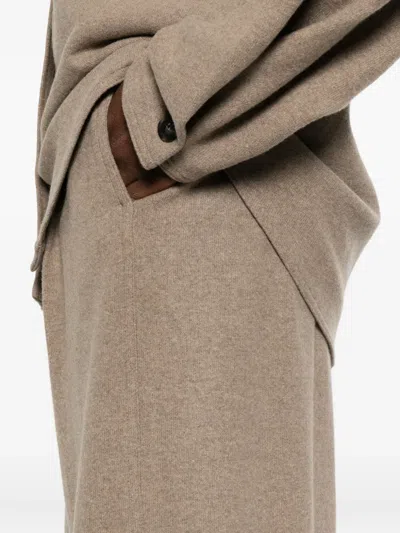 Max Mara Cashmere Flannel Trousers In Brown