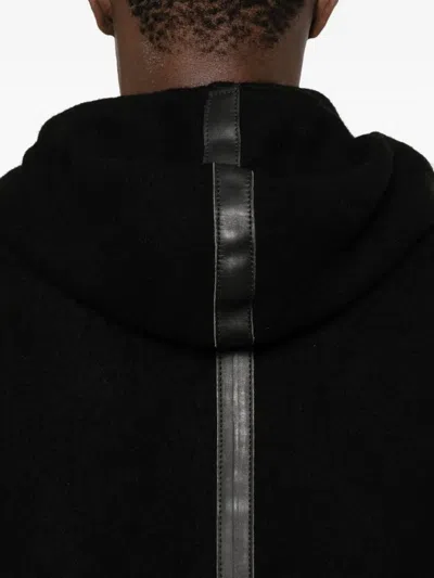 Layer Zero Stripe-detail Hooded Coat In Black