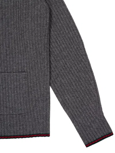 Gucci Womens Dusty Dark Grey Mc Oversized Rib Wool Knitted Cardigan Xs In Gray