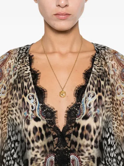 Camilla Lace-trim Animal-print Dress In Multi