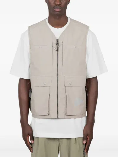 And Wander Zip-front Pocketed Vest In Neutral