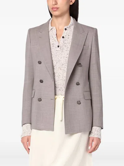 Tagliatore Beige Double-breasted Jacket In Wool Blend In Neutral