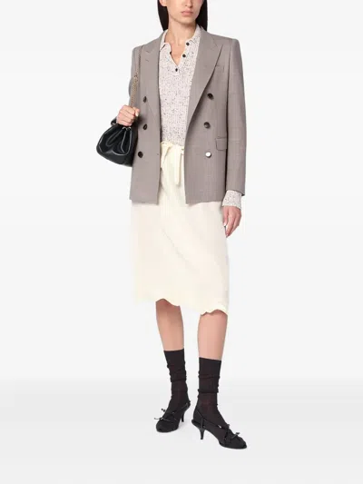 Tagliatore Beige Double-breasted Jacket In Wool Blend In Neutral