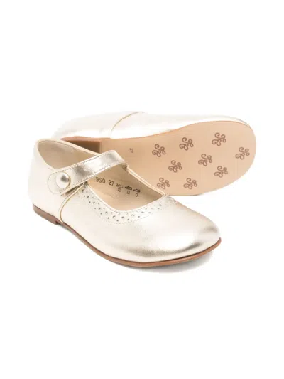 Tartine Et Chocolat Perforated-detail Strap Ballerinas In Gold