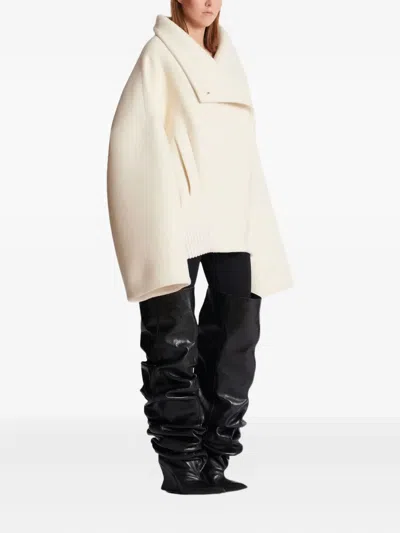 Balmain Wool-blend Oversized Caban Jacket In White