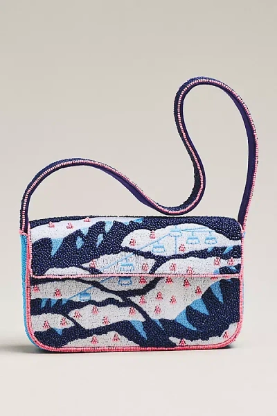 By Anthropologie The Fiona Beaded Bag: Winter Icon Edition In Blue