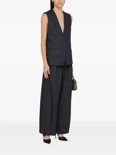Amiri Cotton Waistcoat With Deep V-neck And Pockets In Black