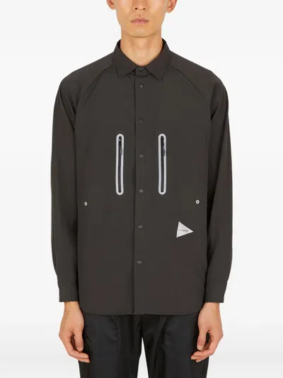 And Wander Zip-pocket Shirt In Black