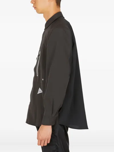 And Wander Zip-pocket Shirt In Black