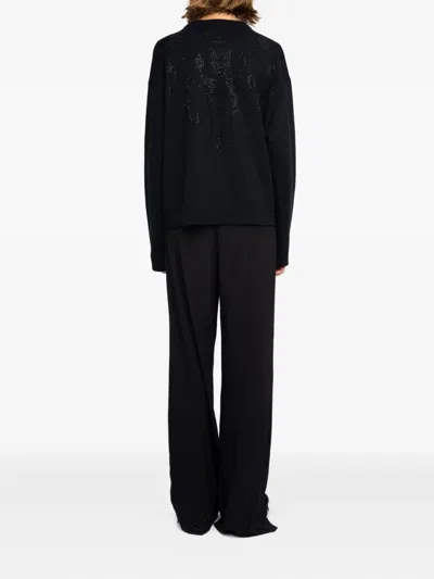 Zadig & Voltaire Markuz Crystal Embellished Cashmere Sweater In Black