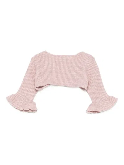 La Stupenderia Ruffled-detail Cardigan In Pink