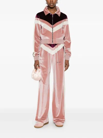 Palm Angels Colour-block Chenille Track Jacket In Pink
