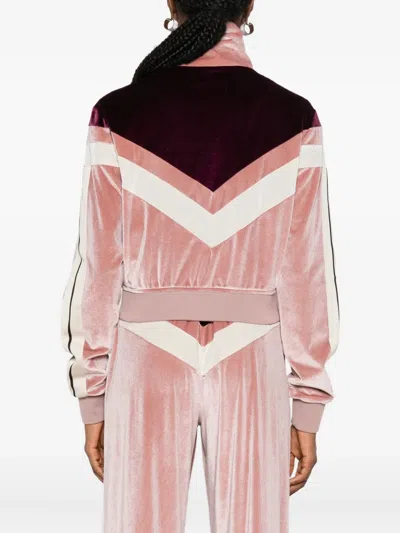 Palm Angels Colour-block Chenille Track Jacket In Pink