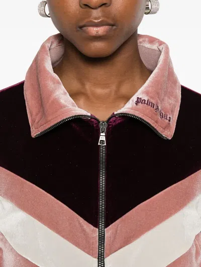 Palm Angels Colour-block Chenille Track Jacket In Pink