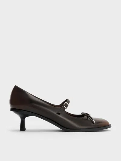 Charles & Keith - Wendy Bow Kitten-heel Mary Jane Pumps In Animal Print