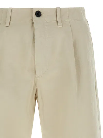 Incotex Pleated Front Cotton Trousers With Belt Loops In Neutral
