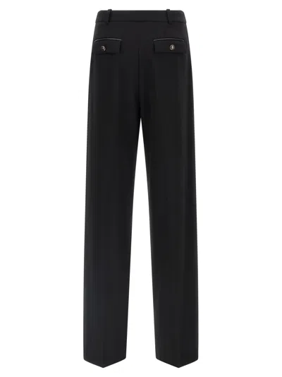 Elisabetta Franchi High-waisted Trousers With Wide Legs And Decorative Button Details In Black
