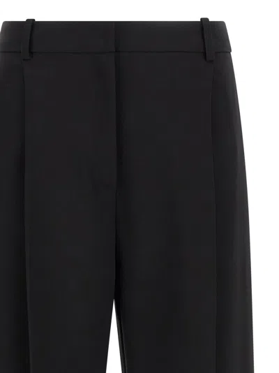Elisabetta Franchi High-waisted Trousers With Wide Legs And Decorative Button Details In Black