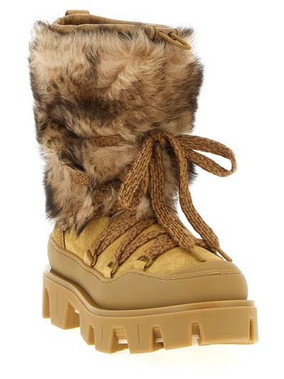 Moncler Peak Apres Suede And Shearling Ankle Boots In Orange