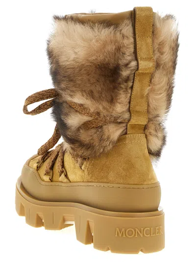 Moncler Peak Apres Suede And Shearling Ankle Boots In Orange