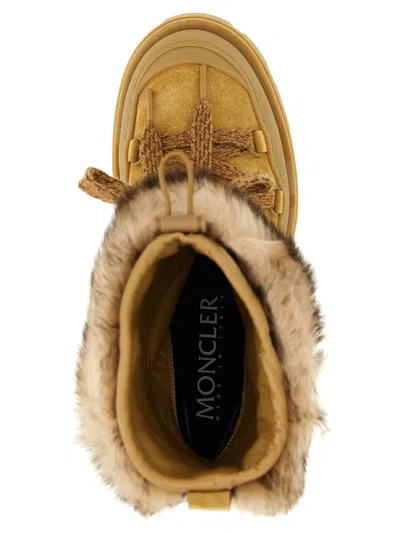 Moncler Peak Apres Suede And Shearling Ankle Boots In Orange