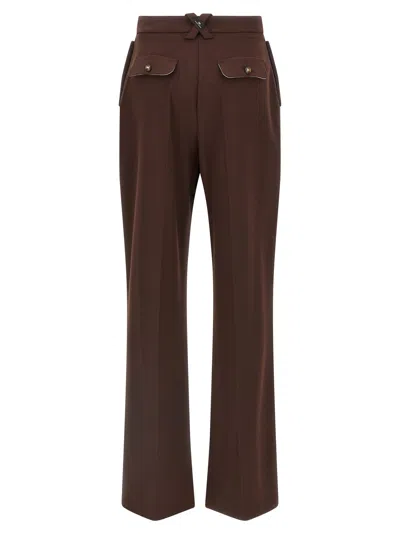 Elisabetta Franchi Tailored Brown Trousers With High Waist And Decorative Pockets In Brown