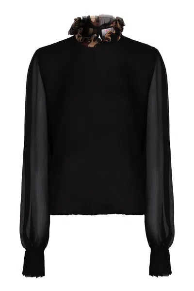 Pucci Ruffled Balloon-sleeve Blouse In Black