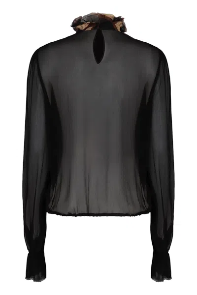 Pucci Ruffled Balloon-sleeve Blouse In Black